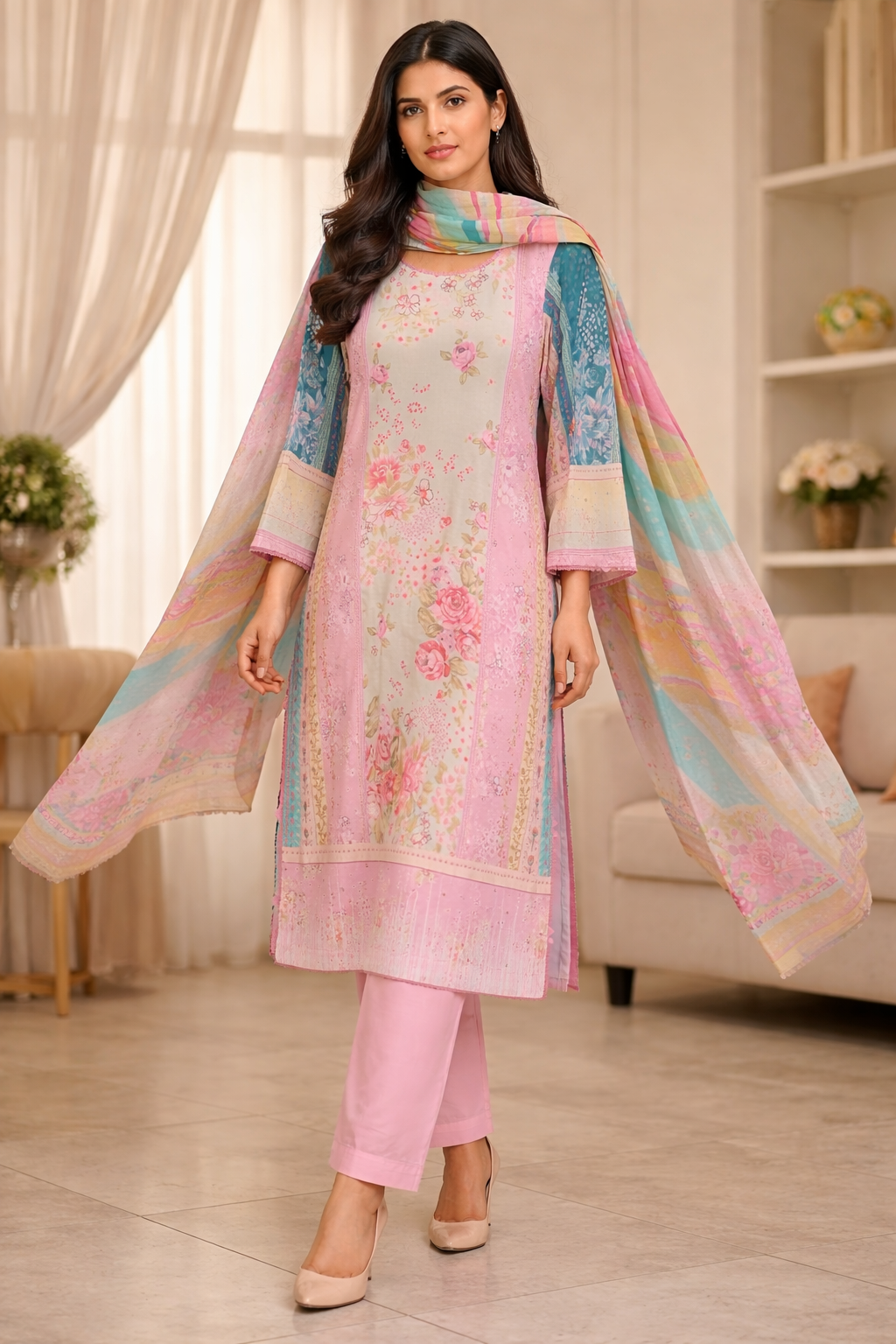 Premium Ladies Lawn 3pc Stiched