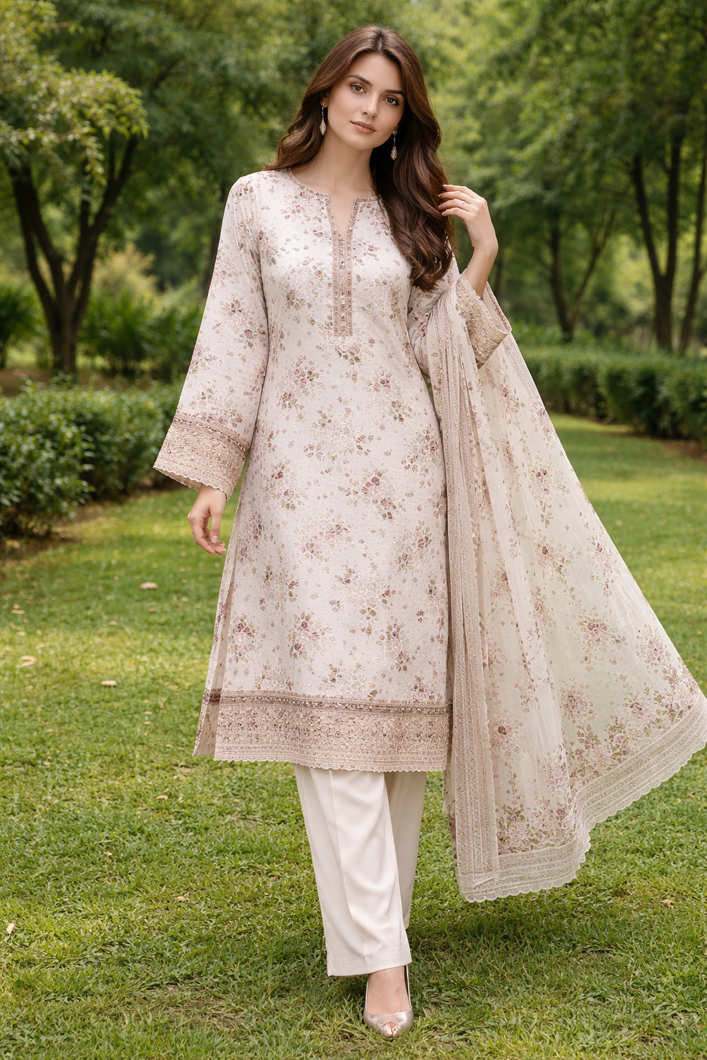 Premium Ladies Lawn 3pc Stiched