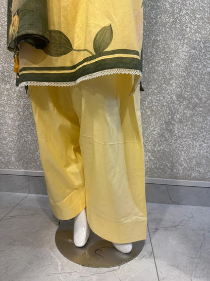 Premium Ladies Lawn Stitched - Pastel Yellow