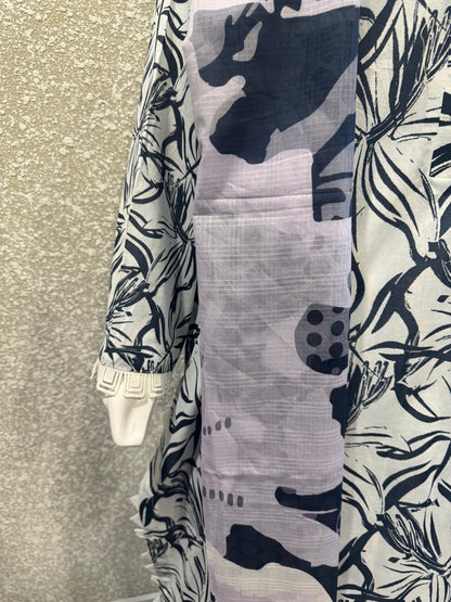Premium Ladies Lawn Stitched - Gray & Navy