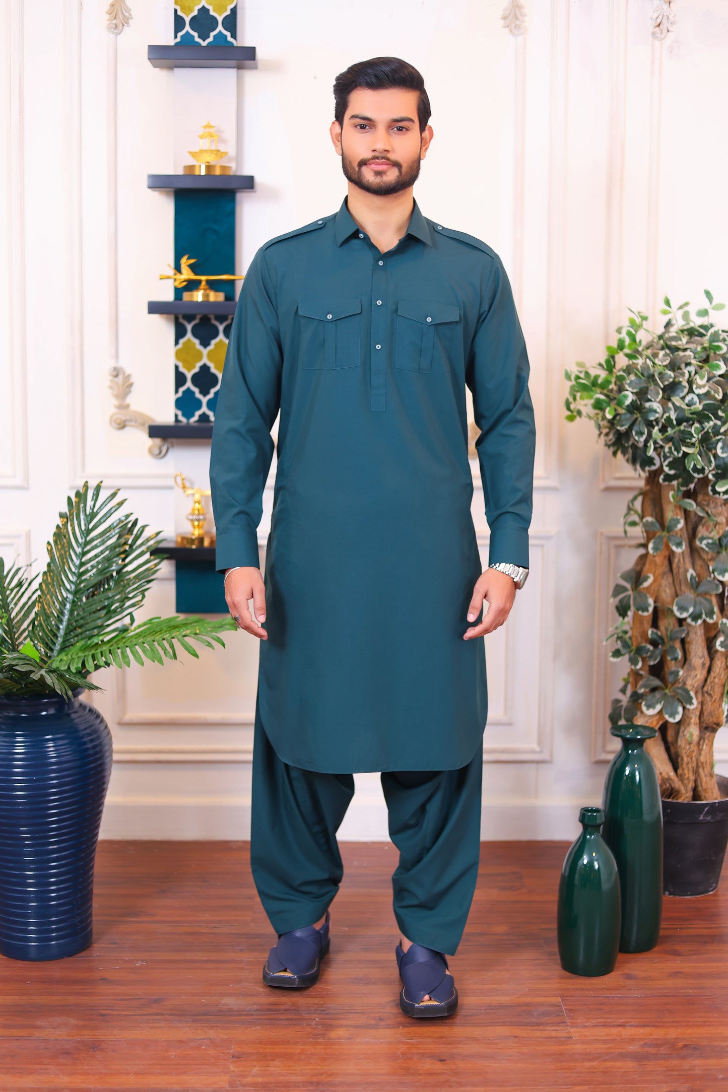 Crest Premium Wash and Wear Kameez Shalwar – Teal