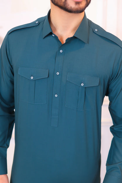 Crest Premium Wash and Wear Kameez Shalwar – Teal