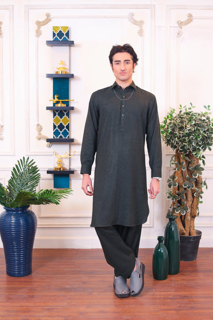 Finest Quality Wool Kameez Shalwar – Dark Green