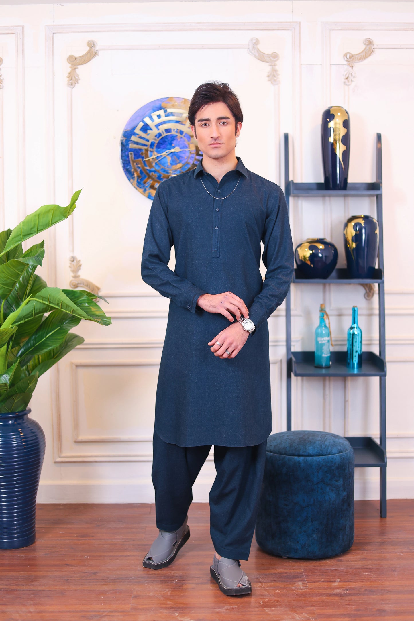 Finest Quality Wool Kameez Shalwar – Navy Blue