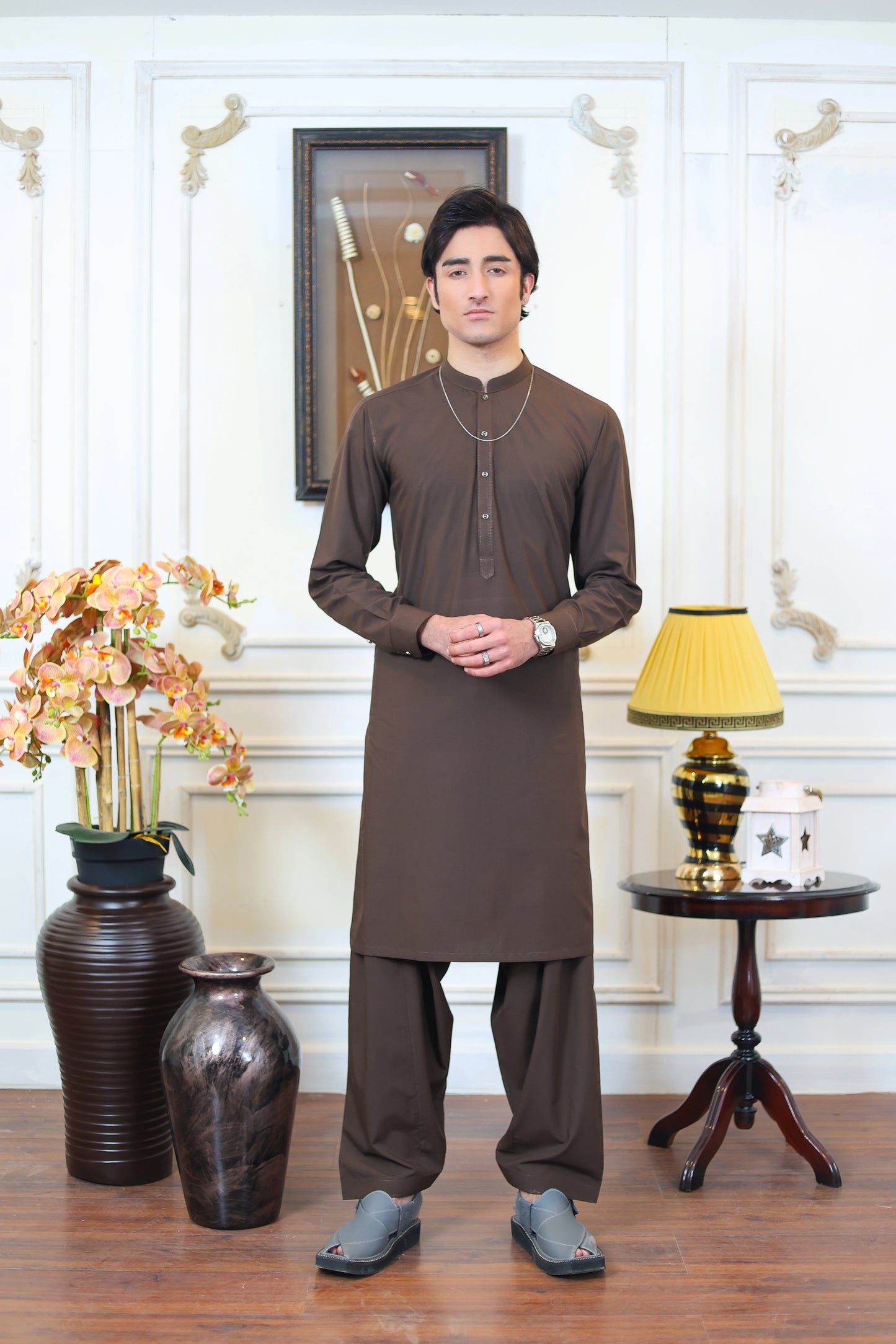 Royal Wash and Wear Kameez Shalwar – Chocolate