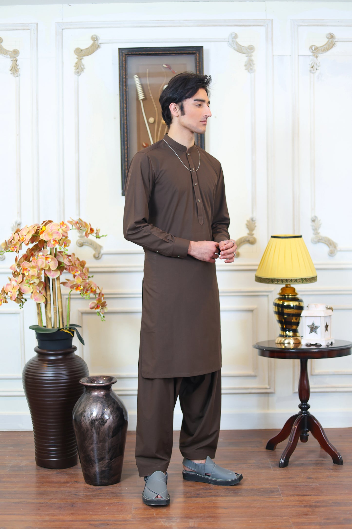 Royal Wash and Wear Kameez Shalwar – Chocolate