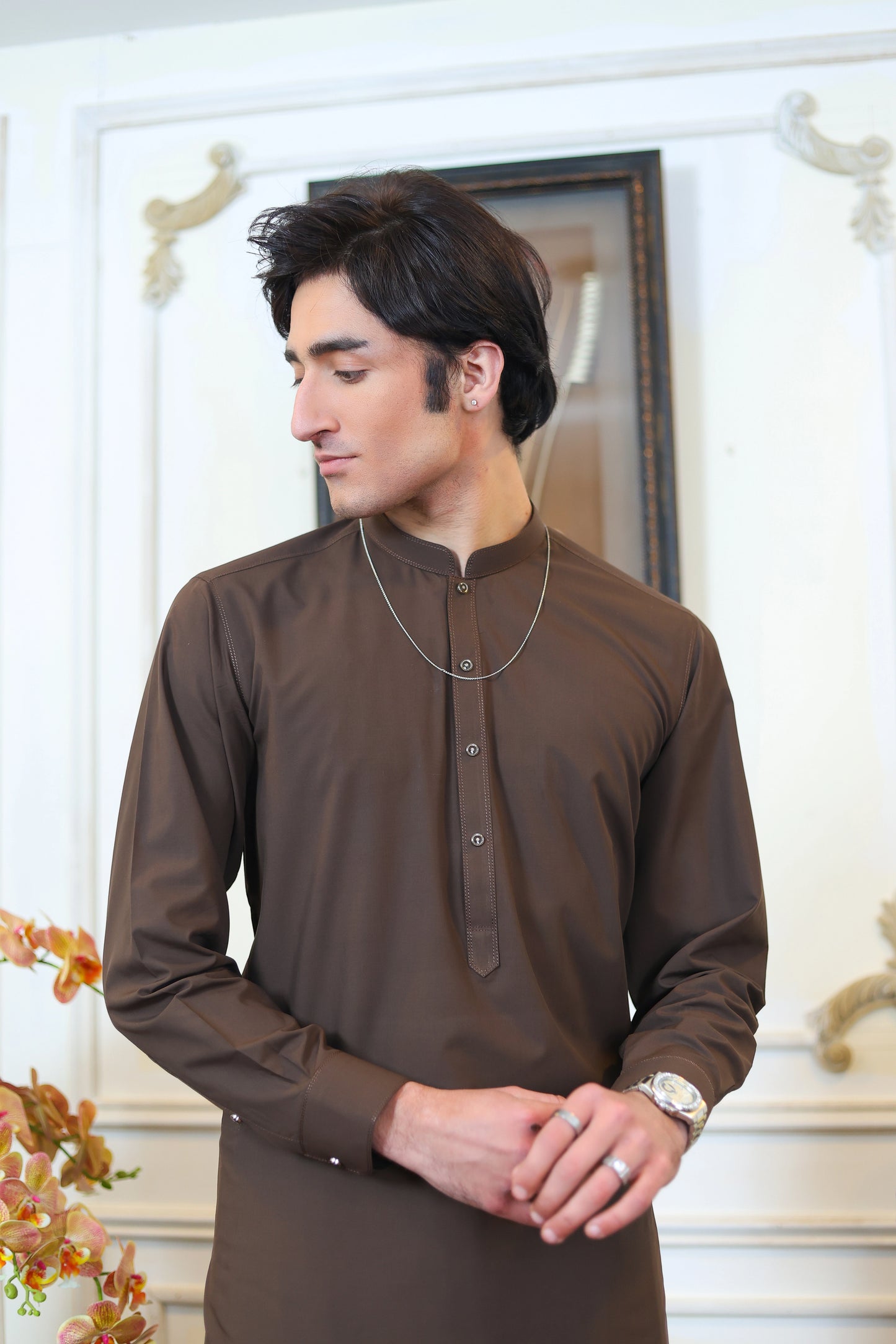 Royal Wash and Wear Kameez Shalwar – Chocolate