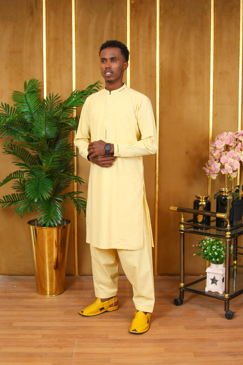 Super Karandi Kameez Shalwar – Cream