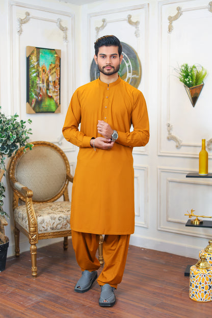 Crest Premium Wash and Wear Kameez Shalwar - Golden