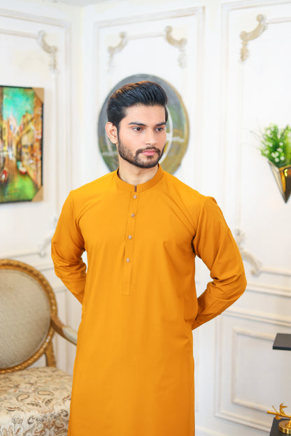 Crest Premium Wash and Wear Kameez Shalwar - Golden