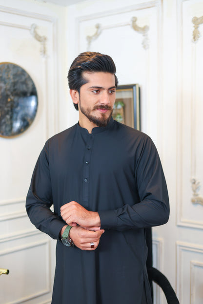 Crest Premium Wash and Wear Kameez Shalwar - Black