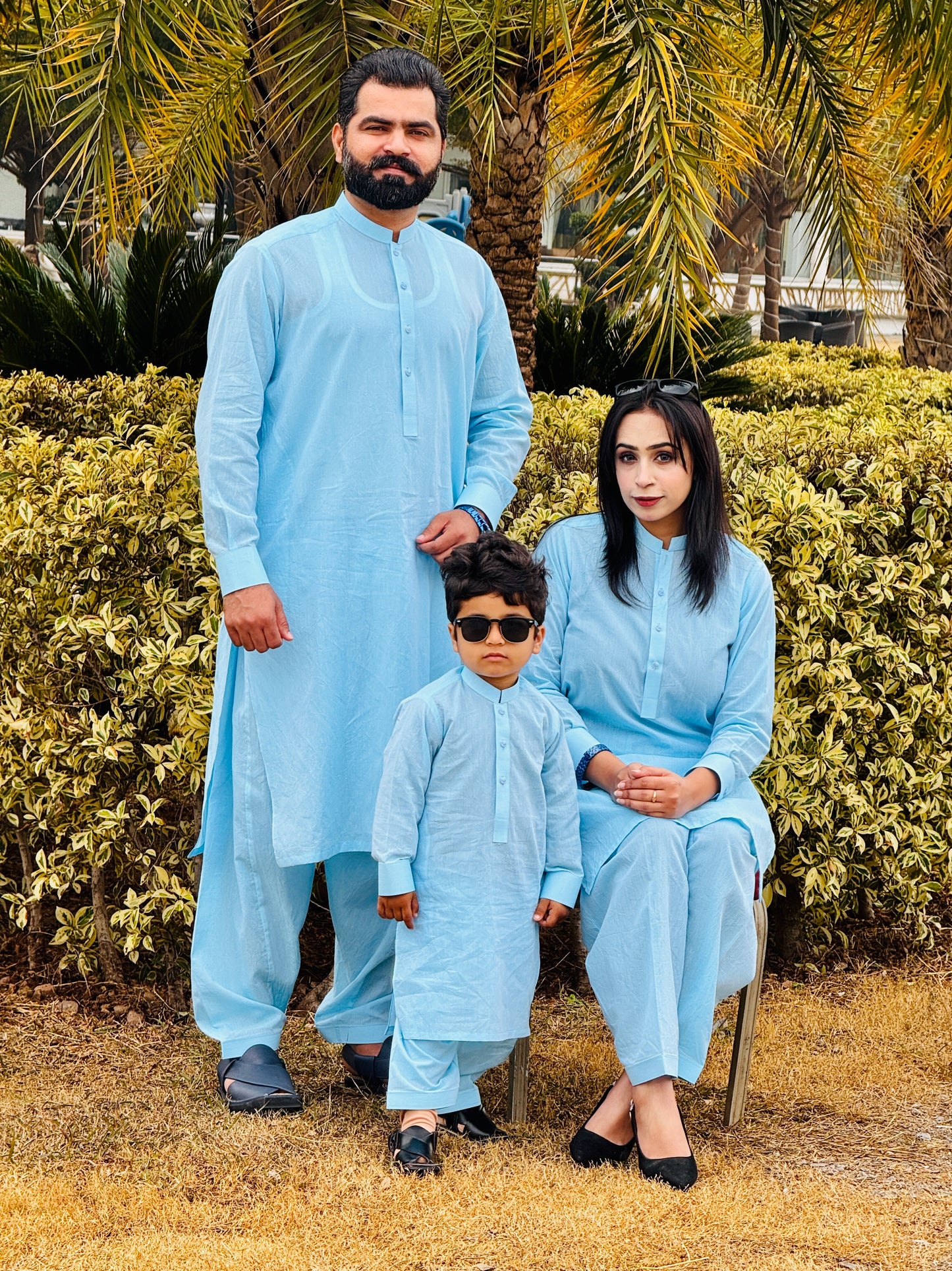 Premium Khaddar (Summer Stuff) Twinning Dresses for Friends / Family - Light Blue