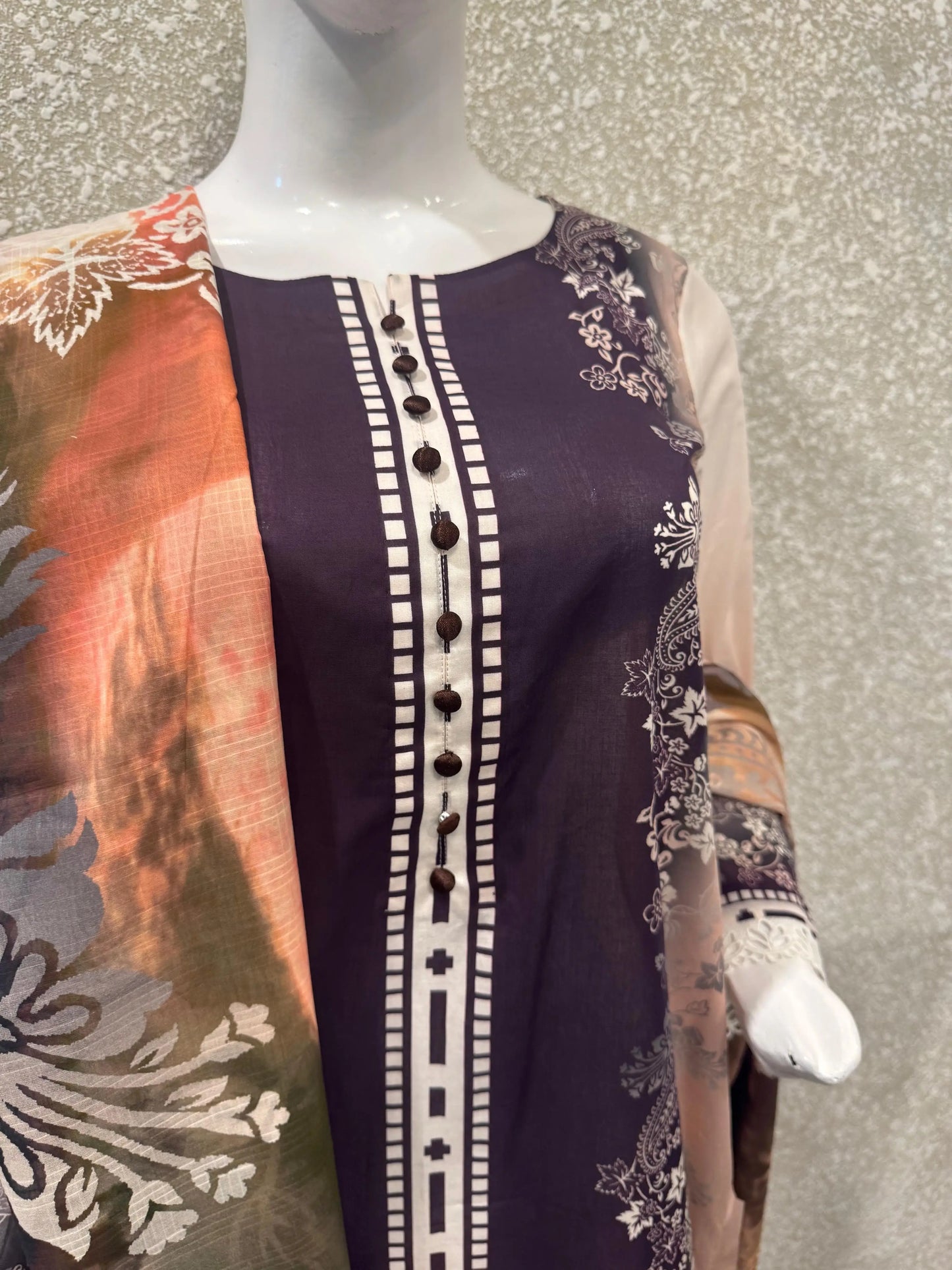 Premium Ladies Lawn Stitched - Deep Plum
