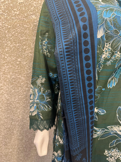 Premium Ladies Lawn Stitched - Emerald green