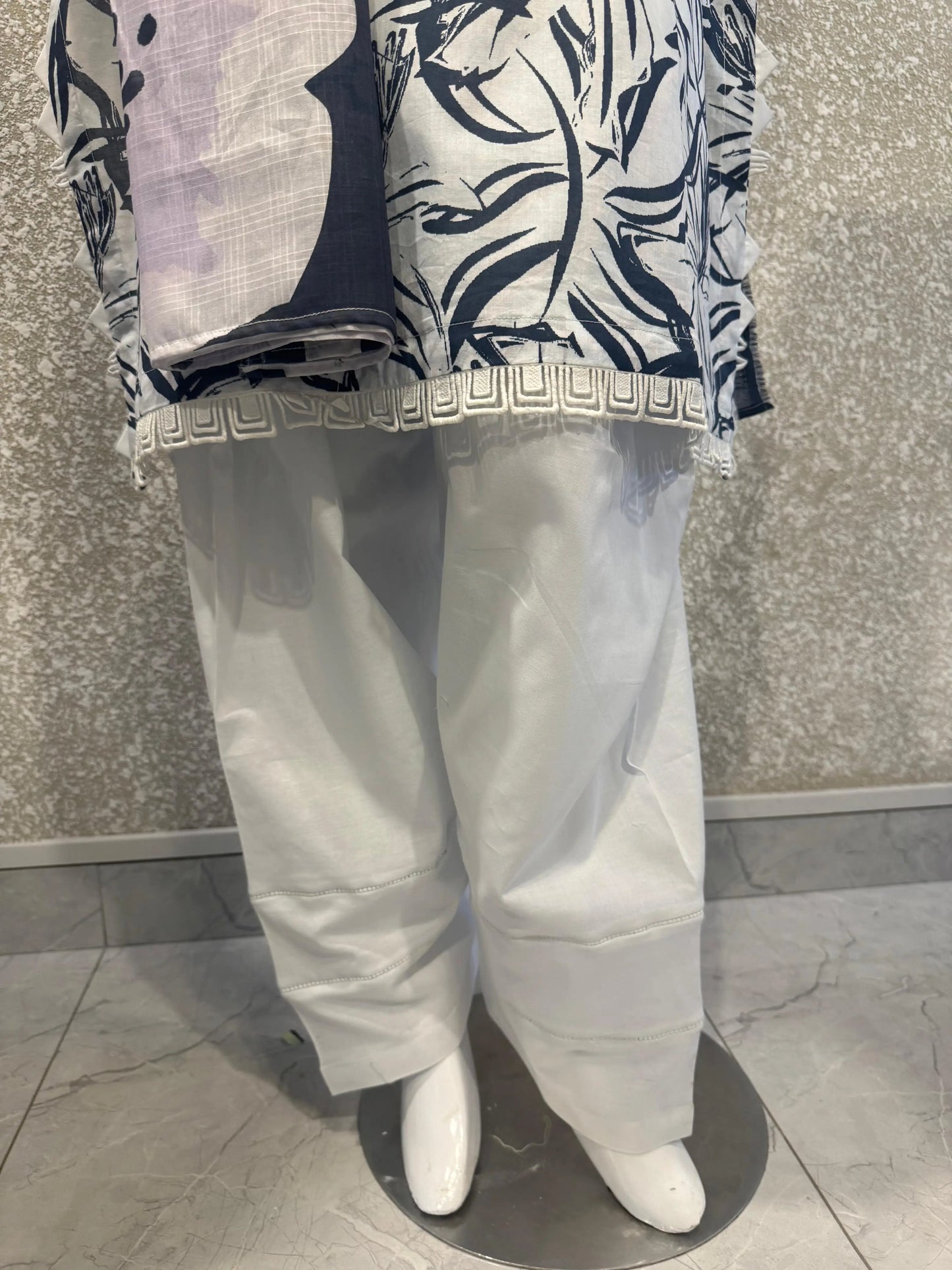 Premium Ladies Lawn Stitched - Gray & Navy