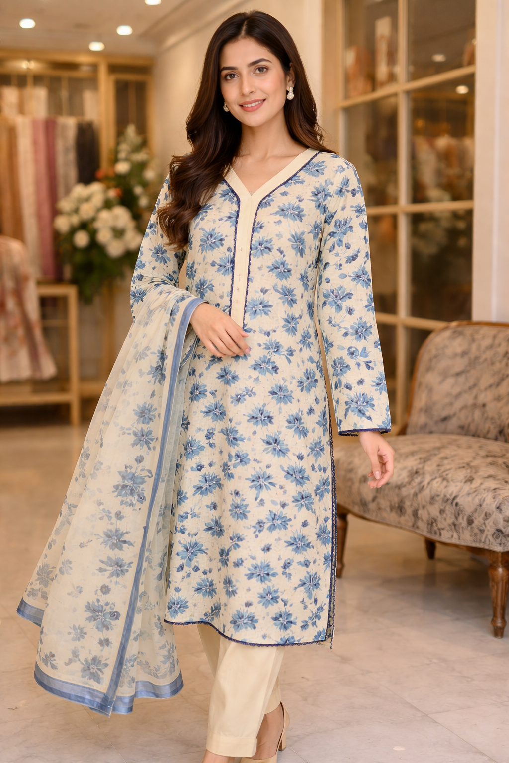 Premium Ladies Lawn 3pc Stiched