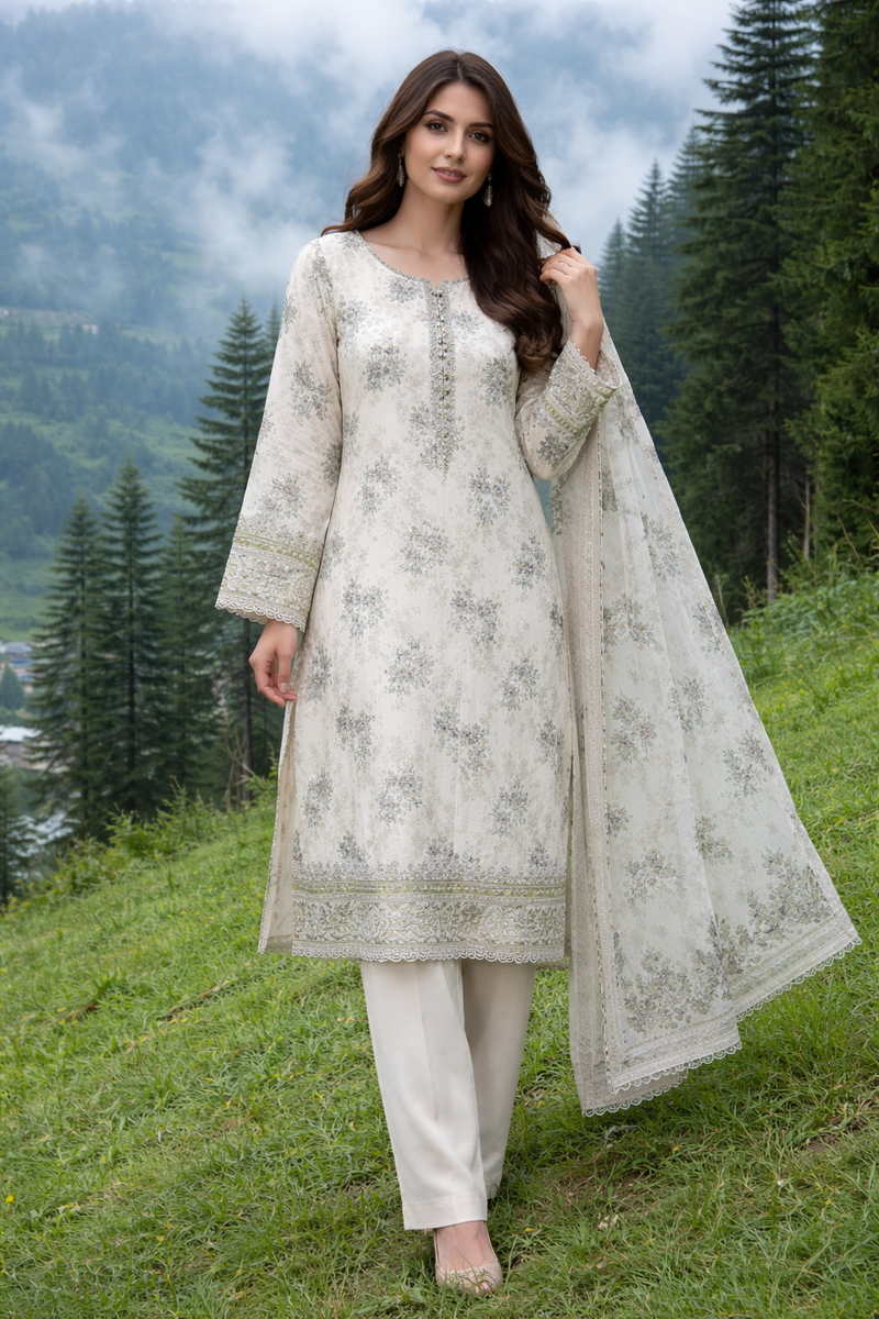 Premium Ladies Lawn 3pc Stiched