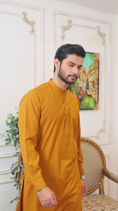 Crest Premium Wash and Wear Kameez Shalwar - Golden