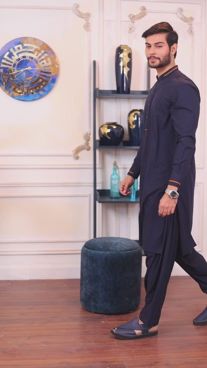 Royal Wash and Wear Kameez Shalwar – Dark Blue